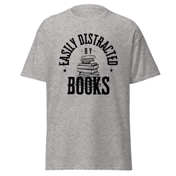 T-Shirt Classic - Easily Distracted by Books black Sport Grey ein Produkt von SCHIETKRAM