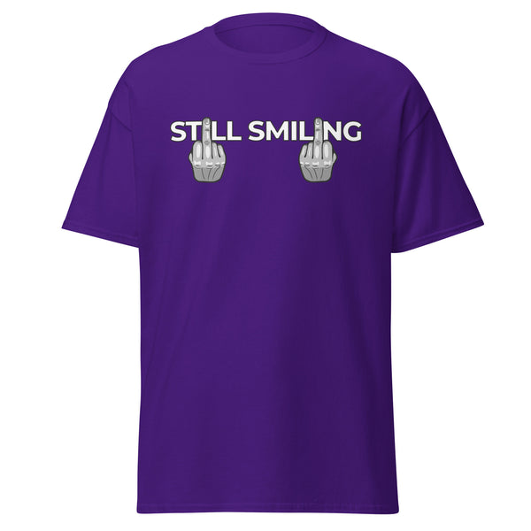 T-Shirt Classic - Still Smiling white Purple ein Produkt von SCHIETKRAM