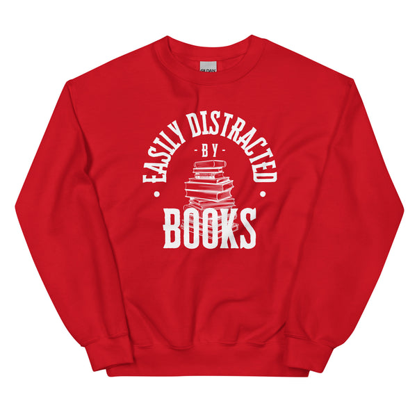 Sweatshirt - Easily distracted by Books white Red ein Produkt von SCHIETKRAM