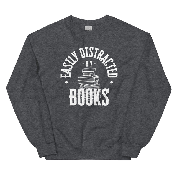 Sweatshirt - Easily distracted by Books white Dark Heather ein Produkt von SCHIETKRAM