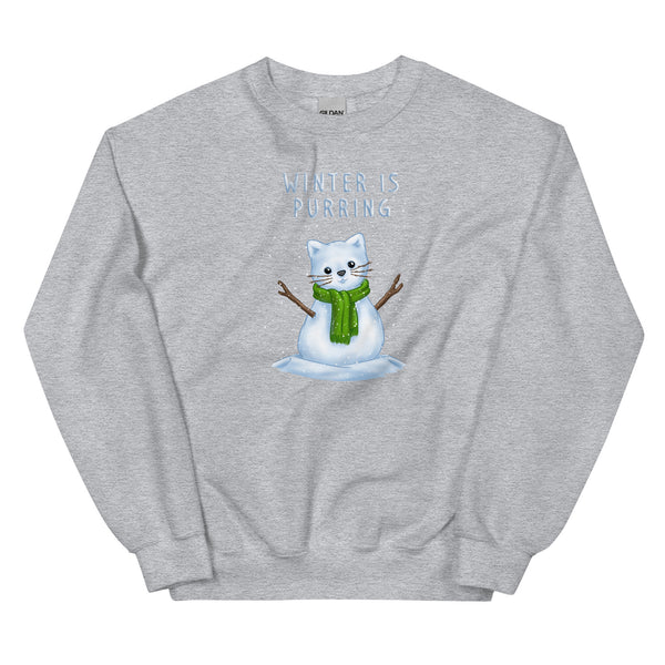 Sweatshirt - Weihnachts-Katze Schnee by Wanderkraehe Sport Grey ein Produkt von SCHIETKRAM