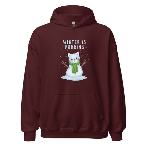 Hoodie Classic - Weihnachts-Katze Schnee by Wanderkraehe Maroon ein Produkt von SCHIETKRAM