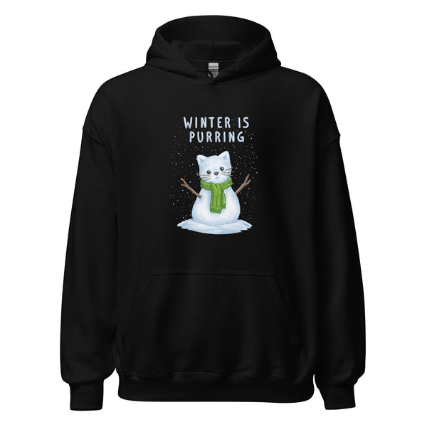 Hoodie Classic - Weihnachts-Katze Schnee by Wanderkraehe Schwarz ein Produkt von SCHIETKRAM