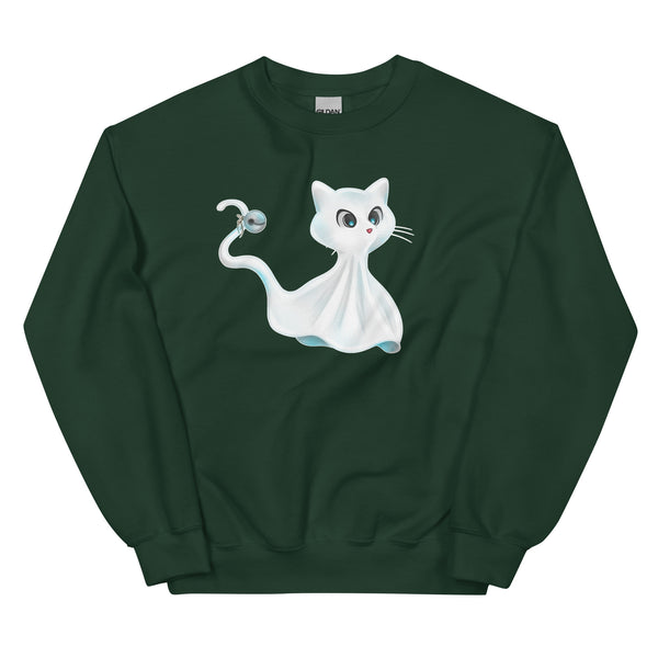 Sweatshirt - Ghost Cat by Wanderkraehe Forest Green ein Produkt von SCHIETKRAM