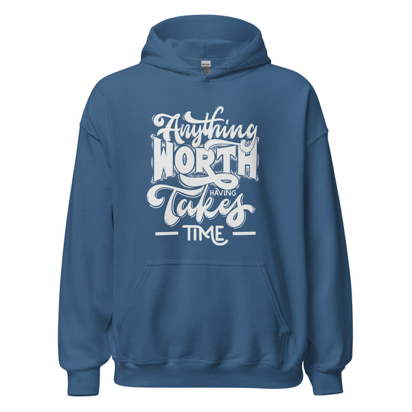 Hoodie Classic - Anything worth having white Indigo Blue ein Produkt von SCHIETKRAM