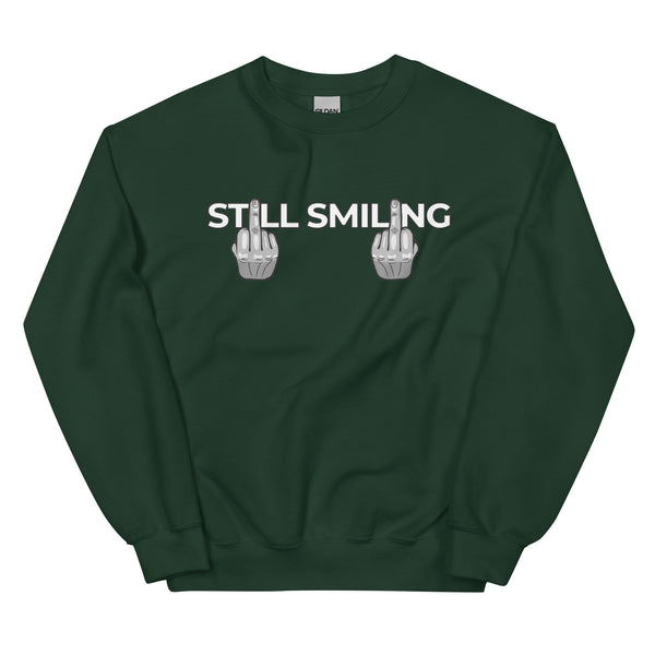 Sweatshirt - Still Smiling white Forest Green ein Produkt von SCHIETKRAM