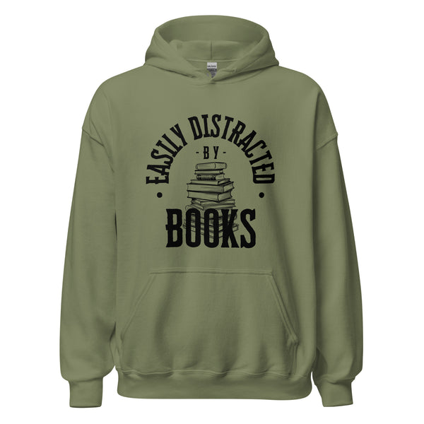 Hoodie Classic - Easily distracted by Books black Military Green ein Produkt von SCHIETKRAM