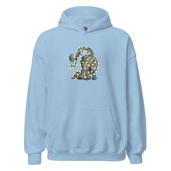 Hoodie Classic - Weihnachts-Katze Lichterkette by Wanderkraehe Light Blue ein Produkt von SCHIETKRAM