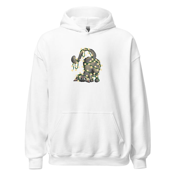 Hoodie Classic - Weihnachts-Katze Lichterkette by Wanderkraehe White ein Produkt von SCHIETKRAM