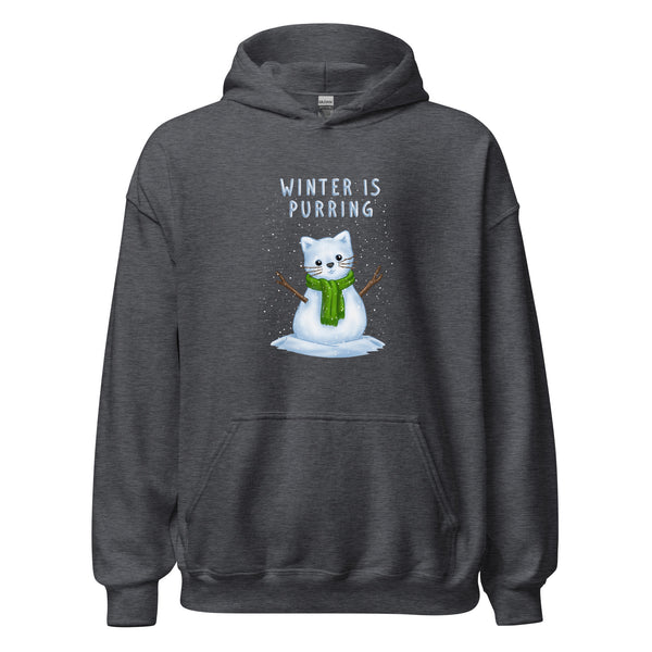 Hoodie Classic - Weihnachts-Katze Schnee by Wanderkraehe Dark Heather ein Produkt von SCHIETKRAM