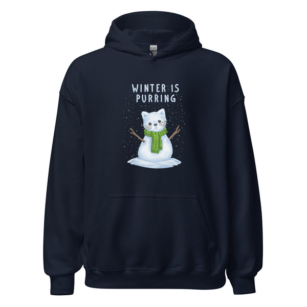 Hoodie Classic - Weihnachts-Katze Schnee by Wanderkraehe Navy ein Produkt von SCHIETKRAM