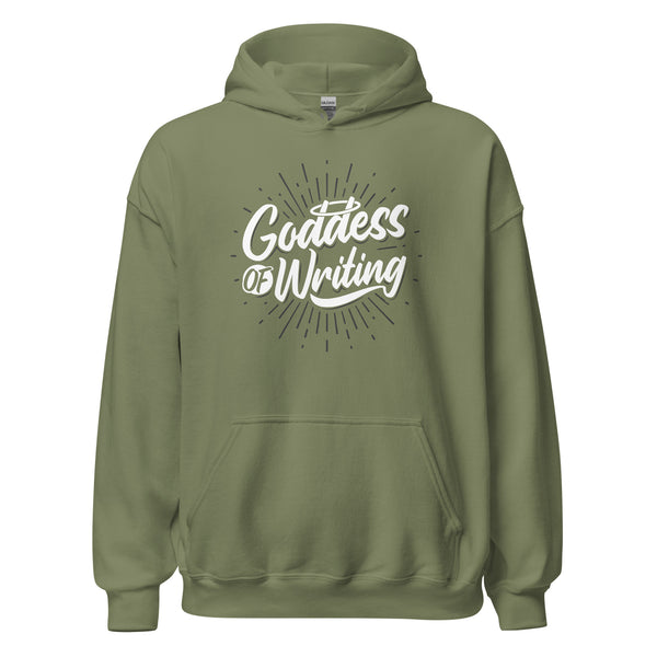 Hoodie Classic - Goddess of Writing white Military Green ein Produkt von SCHIETKRAM