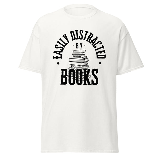 T-Shirt Classic - Easily Distracted by Books black White ein Produkt von SCHIETKRAM