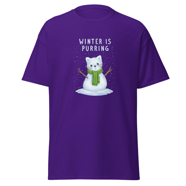T-Shirt Classic - Weihnachts-Katze Schnee by Wanderkraehe Purple ein Produkt von SCHIETKRAM