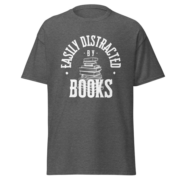 T-Shirt Classic - Easily Distracted by Books white Dark Heather ein Produkt von SCHIETKRAM