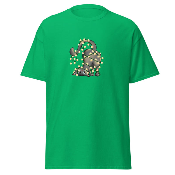 T-Shirt Classic - Weihnachts-Katze Lichterkette by Wanderkraehe Irish Green ein Produkt von SCHIETKRAM