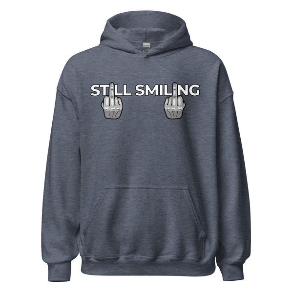 Hoodie Classic - Still Smiling white Heather Sport Dark Navy ein Produkt von SCHIETKRAM