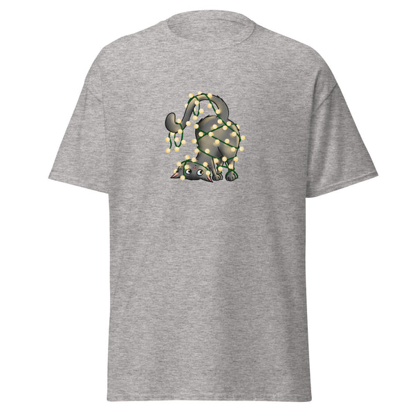 T-Shirt Classic - Weihnachts-Katze Lichterkette by Wanderkraehe Sport Grey ein Produkt von SCHIETKRAM