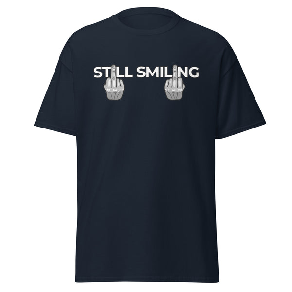 T-Shirt Classic - Still Smiling white Navy ein Produkt von SCHIETKRAM