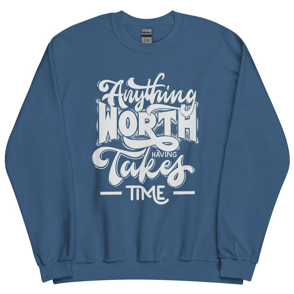 Sweatshirt - Anything Worth Having white Indigo Blue ein Produkt von SCHIETKRAM
