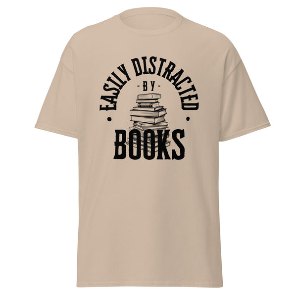 T-Shirt Classic - Easily Distracted by Books black Sand ein Produkt von SCHIETKRAM