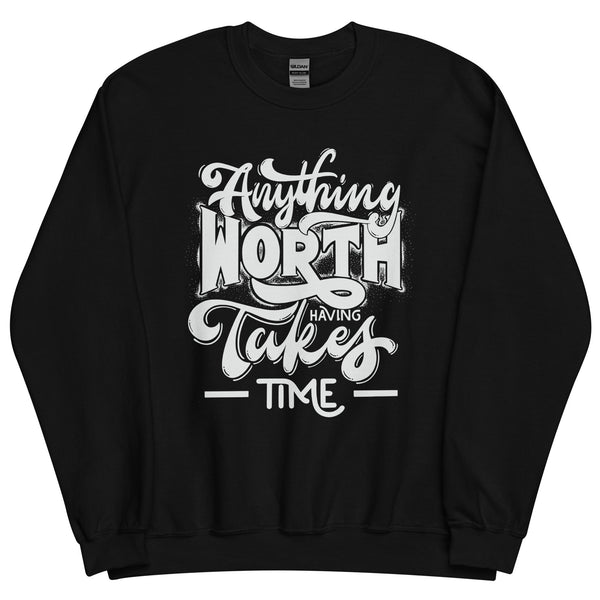 Sweatshirt - Anything Worth Having white Schwarz ein Produkt von SCHIETKRAM