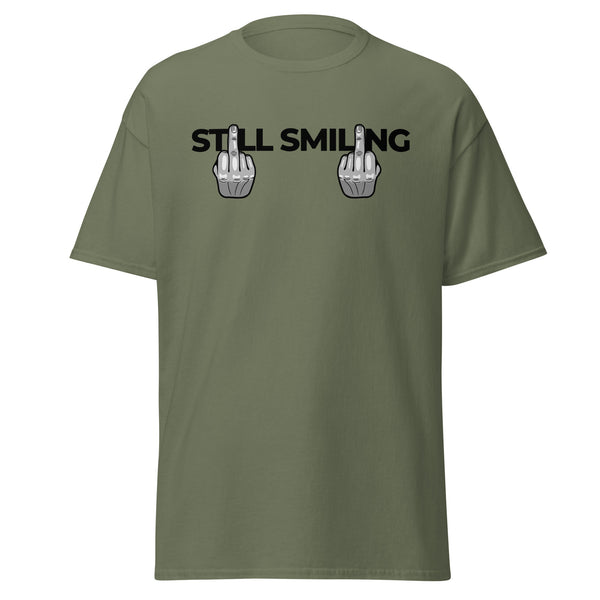 T-Shirt Classic - Still Smiling black Military Green ein Produkt von SCHIETKRAM