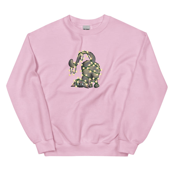 Sweatshirt - Weihnachts-Katze Lichterkette by Wanderkraehe Light Pink ein Produkt von SCHIETKRAM