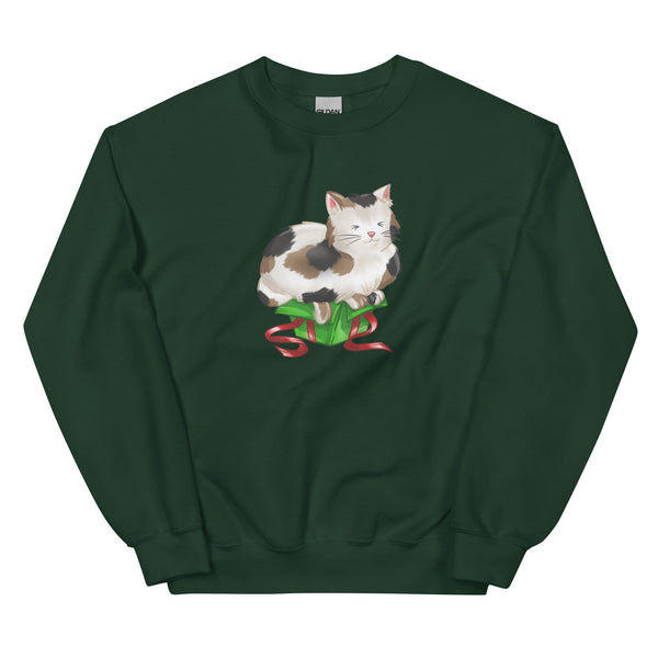 Sweatshirt - Weihnachts-Katze Geschenk by Wanderkraehe Forest Green ein Produkt von SCHIETKRAM