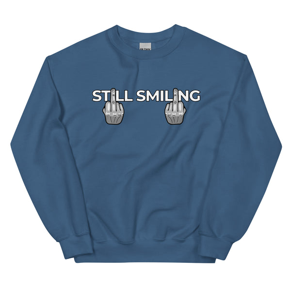 Sweatshirt - Still Smiling white Indigo Blue ein Produkt von SCHIETKRAM