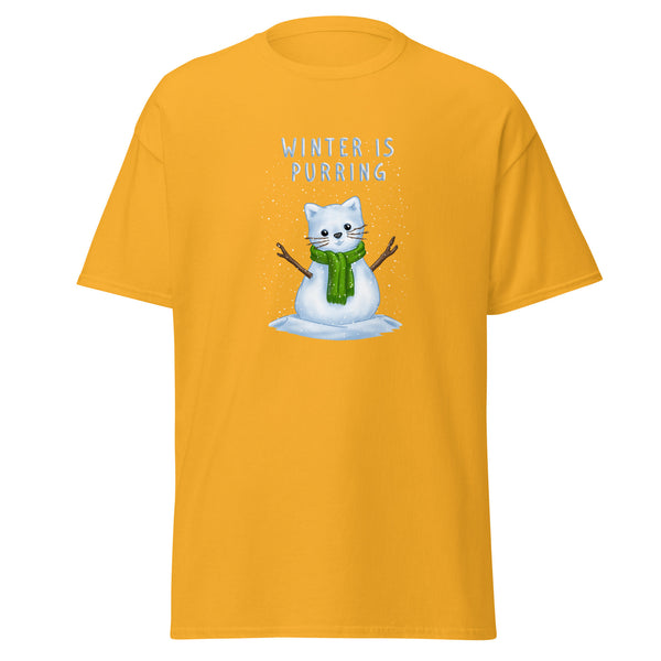 T-Shirt Classic - Weihnachts-Katze Schnee by Wanderkraehe Gold ein Produkt von SCHIETKRAM