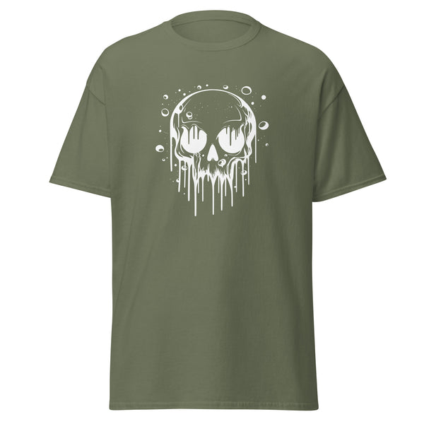 T-Shirt Classic - Melting Skull white Military Green ein Produkt von SCHIETKRAM