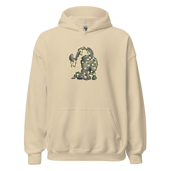 Hoodie Classic - Weihnachts-Katze Lichterkette by Wanderkraehe Sand ein Produkt von SCHIETKRAM