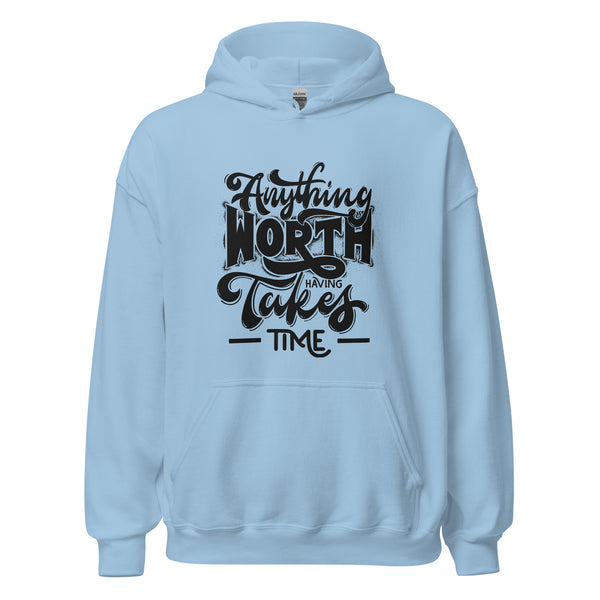 Hoodie Classic - Anything worth having black Light Blue ein Produkt von SCHIETKRAM