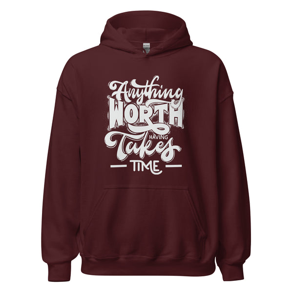 Hoodie Classic - Anything worth having white Maroon ein Produkt von SCHIETKRAM