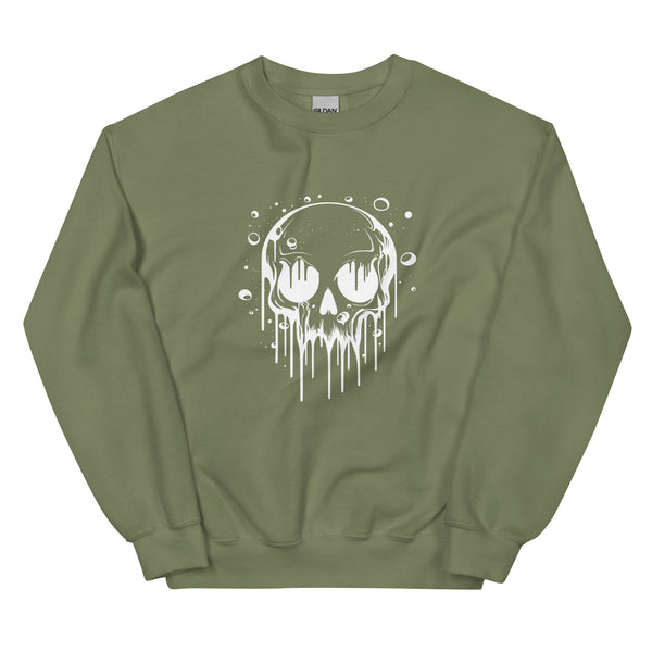 Sweatshirt - Melting Skull white Military Green ein Produkt von SCHIETKRAM