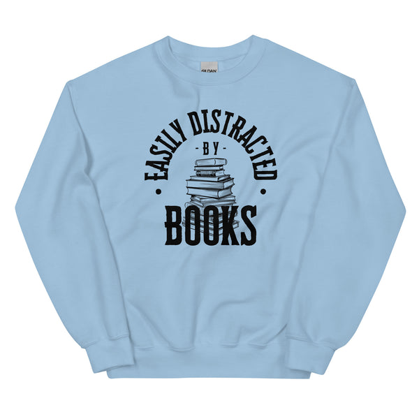 Sweatshirt - Easily distracted by Books black Light Blue ein Produkt von SCHIETKRAM