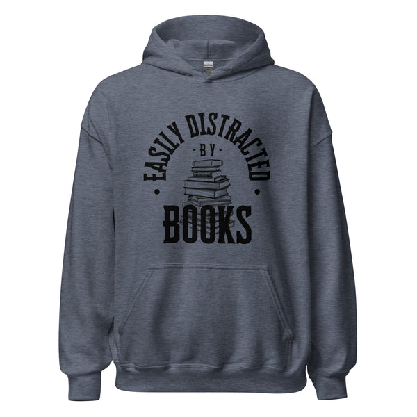 Hoodie Classic - Easily distracted by Books black Heather Sport Dark Navy ein Produkt von SCHIETKRAM
