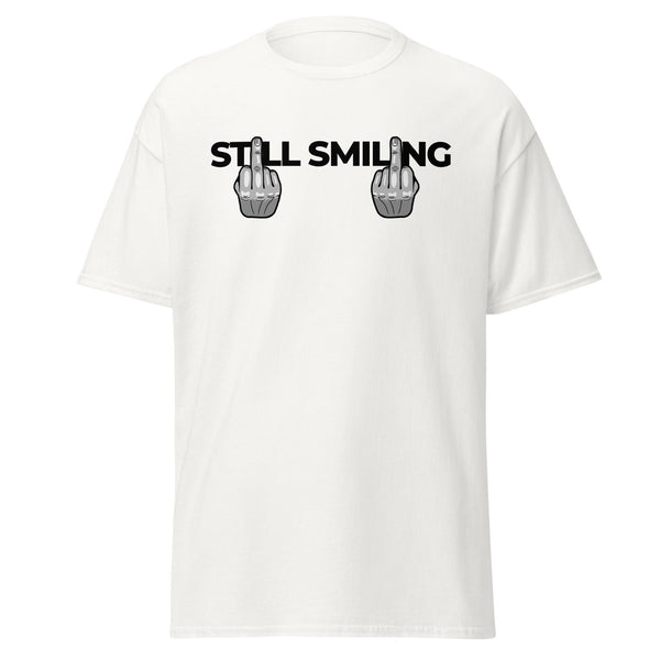 T-Shirt Classic - Still Smiling black White ein Produkt von SCHIETKRAM