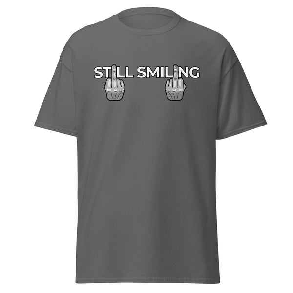 T-Shirt Classic - Still Smiling white Charcoal ein Produkt von SCHIETKRAM